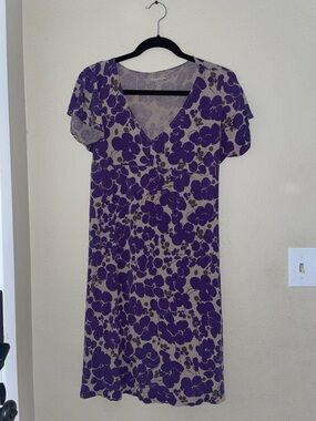 V-Neck Floral Midi Dress in Purple  Maternity Soft Stretchy XS